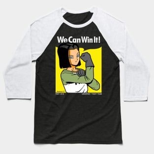 Japanese Anime Manga Android Superhero We Can Do It Parody Meme Baseball T-Shirt